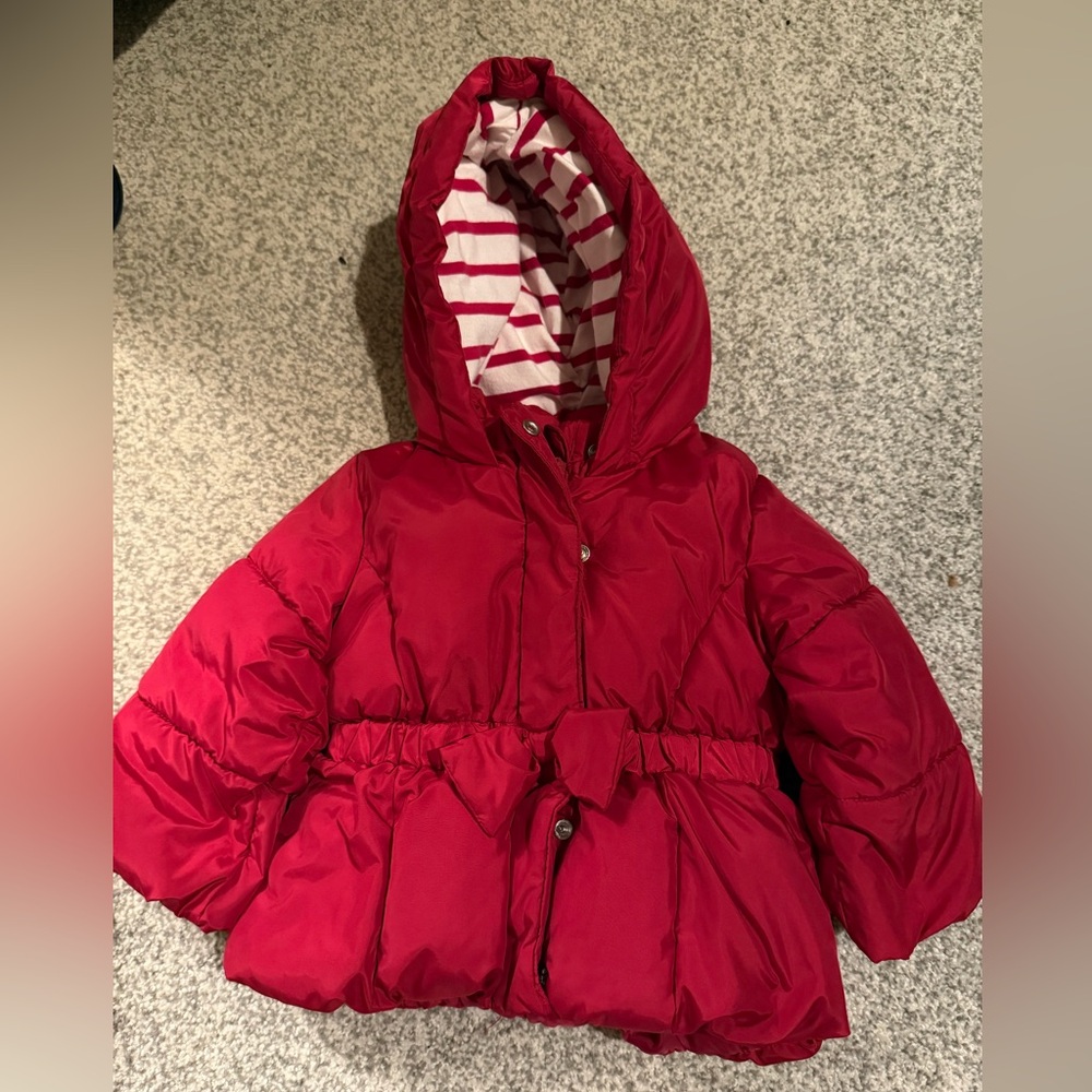 Red Baby Puffer Jacket (with decorative bow)